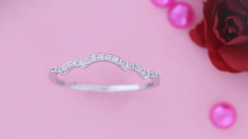 Dazzlingrock Collection Round White Diamond Contour Wedding Band for Women (0.12 ctw. Color I-J, Clarity I1-I3) in Solid Gold3