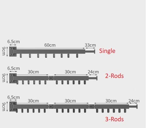 Wall Mounted Clothes Drying Rack Space Saving Clothes Drying Airer Rack, Retractable Fold Away Laundry Drying Rack Outdoor & Indoor Neat Formal Drying Rack (Black - Three Rod - 114cm) - Image 7