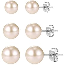 U7 Cat Stud Earrings Silver/Black/Silver/Gold Color,Birthstone Kitten Earrings, BarFaux Pearl Earrings Set, Women Teen Girls Gift