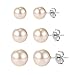 U7 Women Fashion Pearl Stud Earrings Set Surgical Stainless Steel Pin Round Ball Stud Earrings 3 Pairs Set Assorted Sizes