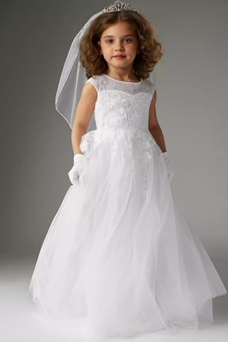 Tulle Flower Girl Dresses for Wedding Lace Applique Princess Pageant Gowns Sleeveless First Communion Dress for Girls3