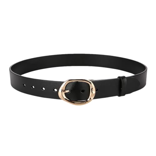 Women’S Casual Fashion Split Leather Belt With Gold Pin Buckle Waistband For Jeans Pants And Dresses