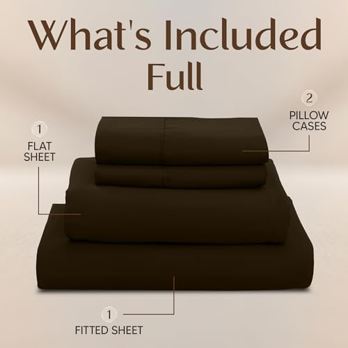 Image of Utopia Bedding Full Size Sheet Set - 4 Piece Bed Sheets, Soft and Breathable Microfiber, Includes 1 Fitted Sheet, 1 Flat Sheet and 2 Pillowcases - Oeko Tex (Brown)
