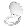 Aünsffer Toddler Toilet Seat with Potty Training Seat Round 16.5inch, 2 in 1 Toilet Seat for Family Built-in Baby Seat Removable, Soft Close + Easy Clean, PP Safe Material, White