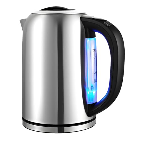 Wasserkocher mit Temperatureinstellung (45°C-90°C) Wasser Kocher Edelstahl 1,7 Liter Teekocher 100% BPA FREI Temperaturwahl LED Water Kettle mit Warmhaltefunktion