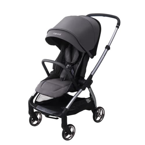 Capucci Opti-Go Compact Full-Feature Stroller, Patented Instant One-Hand Self-Standing Fold, Telescoping Handle, Lightweight Modular Baby Stroller w/Reversible Seat & Car Seat Adapter, Shale Gray