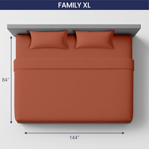 Image of SGI bedding 144 inchx84 inch 4 Pc Family XL Sheet Set 600 TC 12 inch Deep, Terracotta