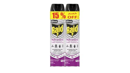 Raid Odorless Spray for Multi Insect Killer (Twin pack) 300ml. Against Roaches Mosquitoes Flies Ants & Beetles