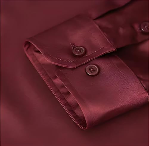 Image of Men's Satin Solid Full Sleeves Regular Fit Shirt
