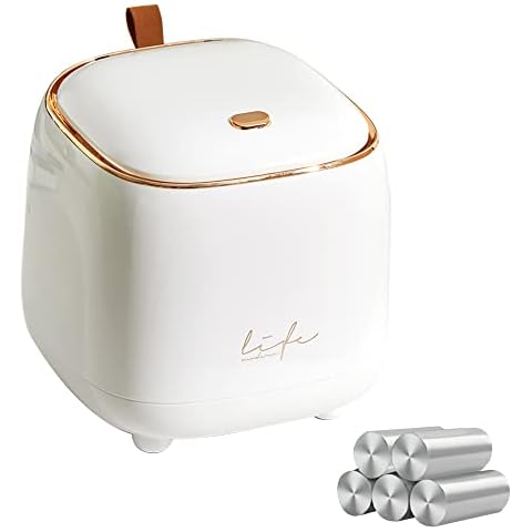 WDPUCHU Mini Countertop Trash Can with 5 Rolls of Trash Bags Cover