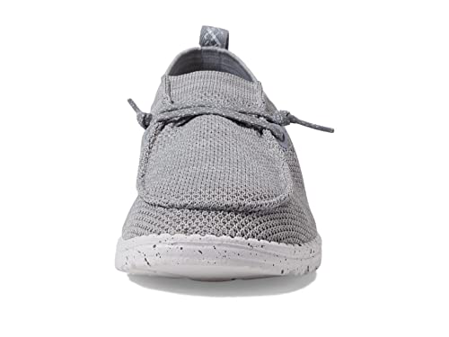 Image of HEYDUDE Women's Wendy Halo Slip On Shoe, Grey Size 9 | Lightweight Casual Loafer with Elastic Laces and Removable Foam Insole