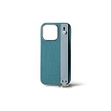 【ボナベンチュラ】 バックカバーケース(アイフォン15Pro) ハンドル付き シュリンクレザー [シアン × ブルーリン] スマホケース ヨーロッパ最高級レザー 本革 プレゼント ギフト BWHT15P-BCBN
