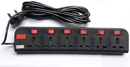 Buy Extension Board with 6 Socket 1 Switches, Universal Cord with 4 pin ...