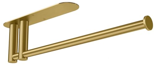 Image of STWWO Under Cabinet Paper Towel Holder, Self Adhesive PaperTowel Rack, Gold | Under Counter Under Sink Paper Towel Holder, Self-Adhesive or Wall Mounted, Fits Kitchens Bathrooms & RV