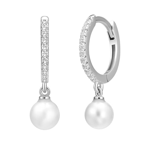 Dainty Huggie Hoop Earrings with Dangle for Women, Solid 925 Sterling Silver Small Huggie Earring with Drop Charms Jewelry Gift for Her