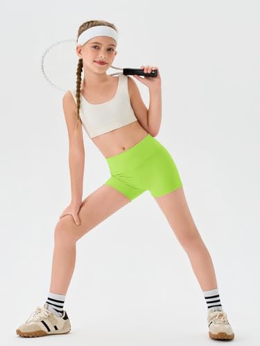 Image of Haloumoning Girls Athletic Shorts Kids High Waisted Yoga Dance Biker Shorts Comfy Gymnastics Shorts 5-14Y