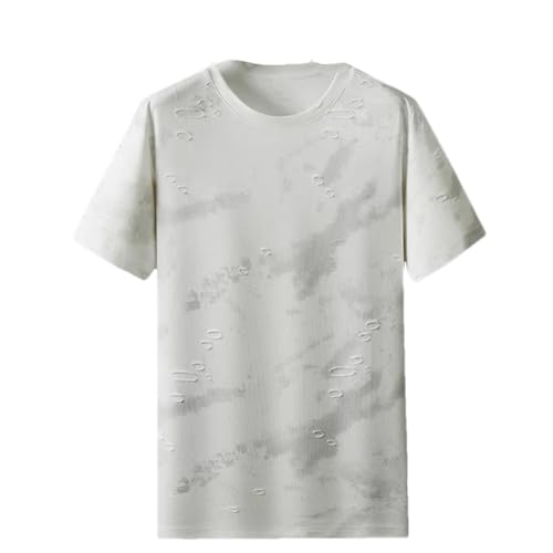 T-shirt col rond homme coton manches courtes splash ink style grunge vintage avec trous