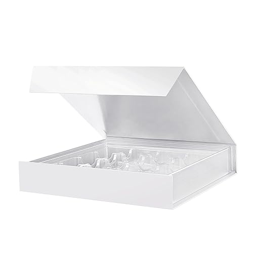 BAKIPACK 16-Piece Plastics Tray Truffle Boxes Chocolates Boxes Packaging Truffle Gift Boxes Packaging Magnetic Closure Lids 6.9x6.9x1.2 Inches (White 6 Boxes)