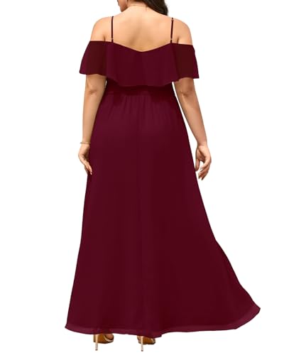 Image of Pinup Fashion Women Plus Size Bridesmaid Dresses - Off The Shoulder Formal Wedding Guest Bridal Shower Long Dress