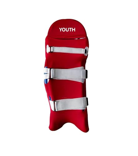 Image of Cricket Batting Pads Covers, Leg Guards Clads, Colored Pad Outer Skin || Protection from Ball Scratches and dust || Size-Youth || Age for 12-16 Years Old (Red)