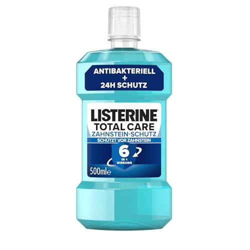 LISTERINE Total Care Zahnstein-Schutz 500 ml, schützende Mundspülung gegen Zahnstein mit 6 in 1 Wirkung, antibakterielles Mundwasser schützt vor Zahnfleischproblemen, bis zu 24h frischer Atem