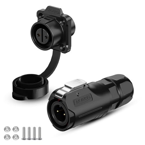 CNLINKO LP-12 Industrieller Wasserdichter Steckverbinder IP68 Rundsteckverbinder Schnellverschluss Luftfahrtstecker PBT-Gehäusestecker Aviation-Anschluss M12 2-8 Polig Flanschdose (2 Polig)