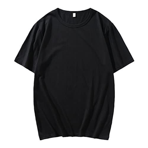 T-shirt en coton homme col revers été léger haut manches courtes Noir M