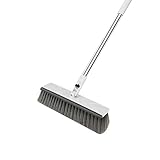Bodenschrubber Bürste, 180° SCHWENKKOPF, Schrubber mit Wasserschieber, Bodenschrubber Langen Griff, Innenbereich steife Borsten, Dusche Schrubber zur Reinigung von Terrasse, Fliesen,Badezimmer,Deck