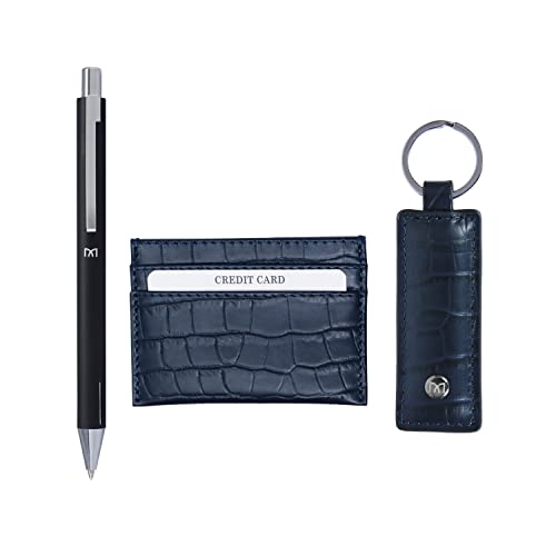 Image of Linc Majesta Combo Ideal Gift Set |Teachers Day Special Gift Box | GiftSet From Student | 0.7mm Fine Round Tip Premium Quality Smooth Matte Body Verta Roller Ballpoint Pen | Pocket Size Card Holder | Classy Keychain | 3 in 1 Perfect Gift Pack for Any Occasions | Pack of 3 Items