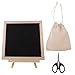 VILLCASE Felt Letter Board Changeable Message Board with Scissor Wood Display Stand and Bag Small Blackboard for Home Office Black