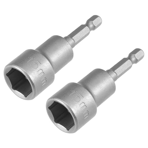 TA-VIGOR 2Pcs 15mm Magnetic Nut Setter Driver Drill Bit Set, 1/4 inch Hex Shank Quick Change