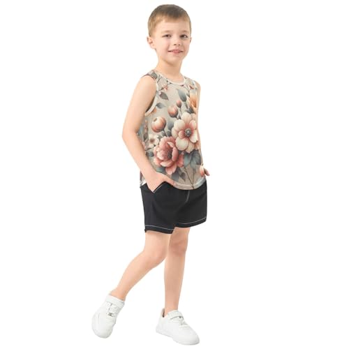 susiyo Floral Pattern Boys Sleeveless Tank Top Girls Athletic T Shirt4