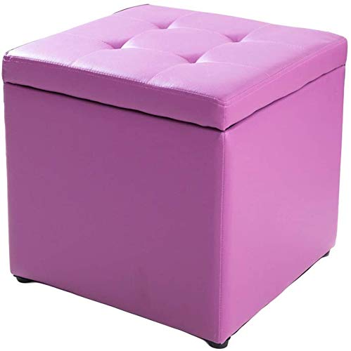 Banquette coffre violette en faux cuir capitonné avec charnière supérieure