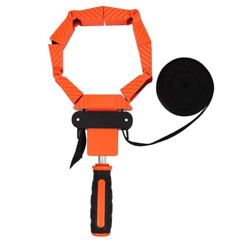 SOLUSTRE Woodworking Strap Adjustable Band Clamp 4-foot Strap Miter Vise Tool for Woodworking and Framing Self-locking Ratcheting Handle Orange