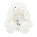 Crafted Memories - Personalised Teddy | Velveteen Bunny Soft Toy | Customisable Name for Newborns | Keepsake for Boys & Girls | Baby Shower Item | Blue Initial | Grey or White, 20-23cm