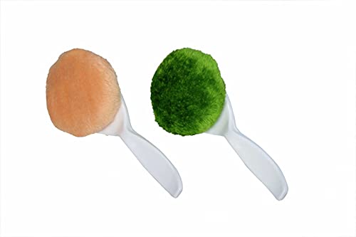 Image of The ChipmunK Store's Makeup Powder puff Combo with handle (Peach, Green)