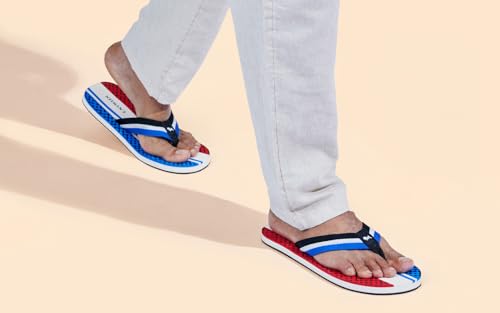 Image of Neeman's Modern Striped Fusion Flip Flops for Men | Orthopedic & Cushioned Slippers | Soft, Lightweight, Flexible Indoor Outdoor Chappal