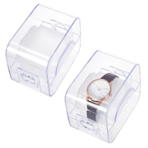 PH PandaHall 2 cajas de acrílico transparentes para reloj, organizador de relojes de pulsera, joyería para hombres y mujeres, hogar, viajes, día del padre, 3.5 x 2.3 x 3 pulgadas