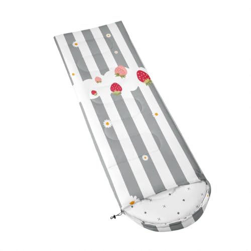 Erosebridal Black White Stripes Sleeping Bag para Niños Backpacking miniatura 4