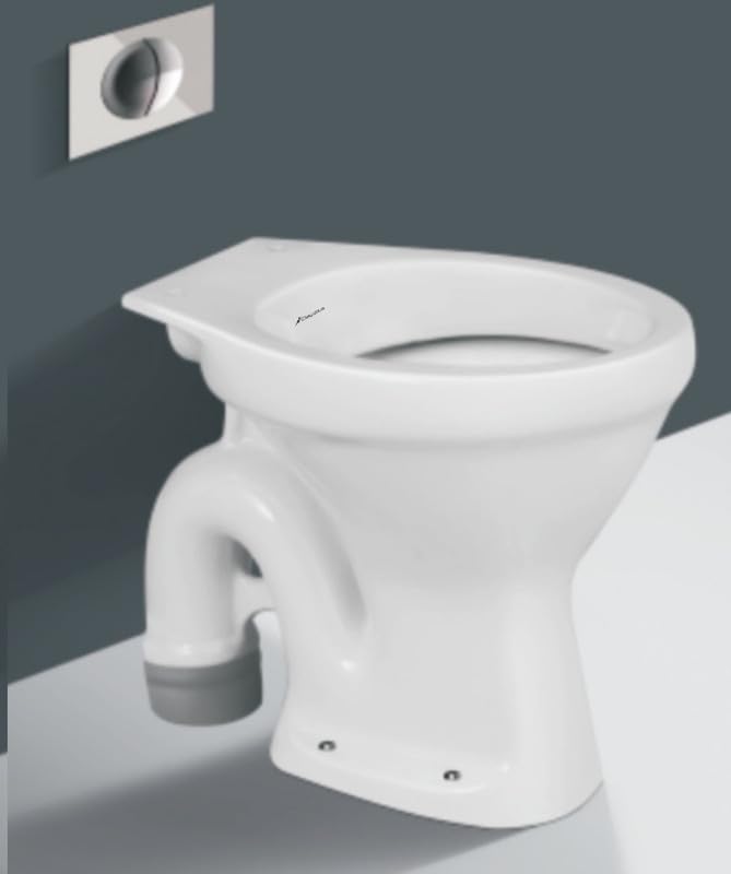 Image of Clay Plus EWC - Premium Grade Ceramic's Floor Mounted White Glossy Western Toilet Commode for Bathroom, Hospital, Cinema European Water Closet /Western Toilet S-Trap Commode