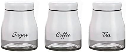 JJA Kitchen Storage Canisters Set of 3, Tea Coffee Sugar Canisters, Kitchen Storage & Organization, Storage Boxes with Lid, Kitchen food Storage Containers, Kitchen Accessories (White)