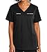 Custom Emroidered Scrub Top Add Your Embroidery Text Name Womens Premiere Flex V-Neck Top Black