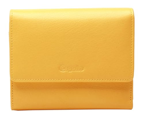 Esquire Viktoria Flap Wallet Yellow grand portefeuille compagnon cuir jaune