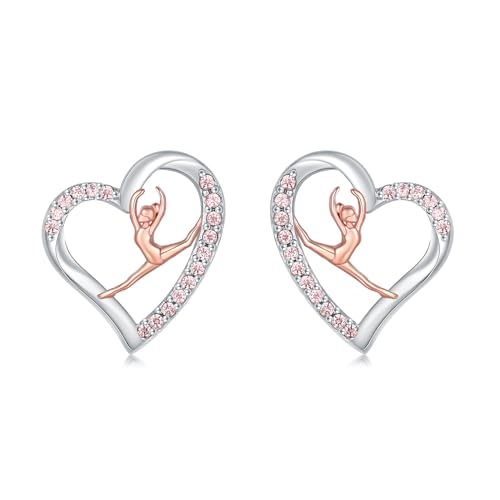 925 Sterling Silver Gymnastics Stud Earrings for Daughter Gymnastics Gifts for Teen USA Gymnast Ear Studs Jewelry Gift Gymnastics Sport Earrings Sports Jewelry for Granddaughter Christmas Gift - Main Image