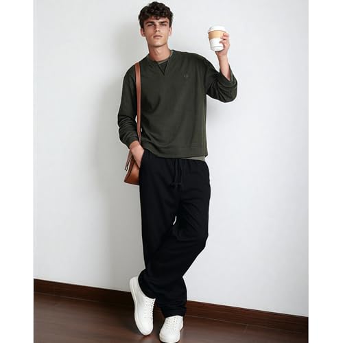 Men's Baggy Sweatpants Open Bottom Straight Leg Track Pants Sport Workout Joggers with Pockets Soft Lounge Trousers3