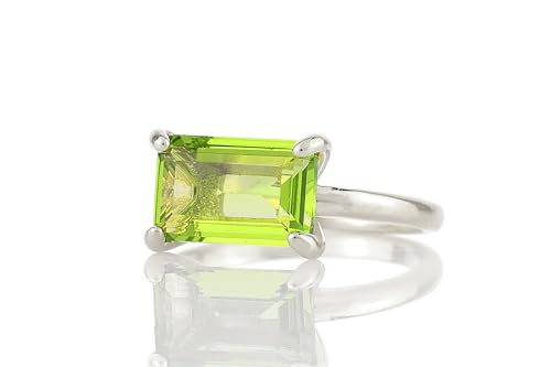 Bague péridot en argent sterling bague empilable fait main pour femme