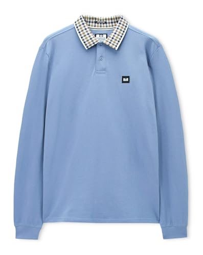 Image of Weekend Offender Lindley L/S Polo with Jacquard Collar Blue Shadow (UK, Alpha, L, Regular, Regular)