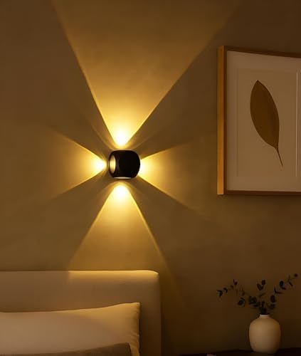 FILLISKA Aluminium LED Wall Light 4 Way Splitter, Warm White, IP-65 Rainproof & Shockproof Alluminium Body (2 Year Warranty)