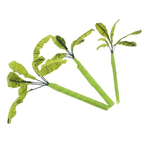 GARIOUANS Mini Sand Table Fake Banana Tree Model for Model Train Scenery, Artificial Small Banana Trees Decoration Set (h5cm, H7cm, H9cm) for Architectural Dioramas and Miniature Landscape Design