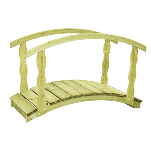Preisvergleich Produktbild Makastle Holzsteg Teichbrücke mit Geländer, Gartenbrücke aus massivem Kiefernholz, Holzbrücke Zierbrücke für Garten Teich Wasserlauf, 170x74x105 cm